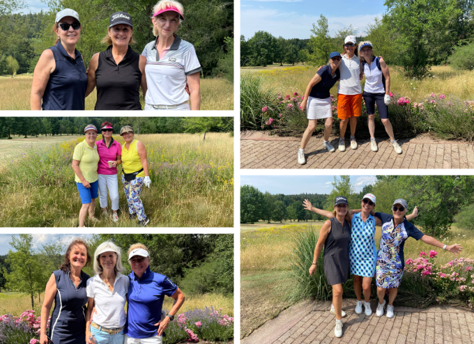 mehrere Bilder der Golferinnen